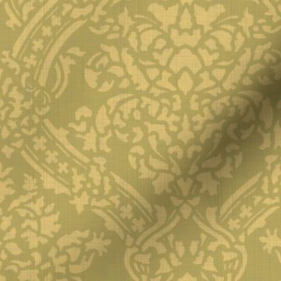 Windsor Damask ~ Provence ~Linen Luxe ~ Rococo Gold and Bayberry