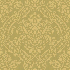Windsor Damask ~ Provence ~Linen Luxe ~ Rococo Gold and Bayberry