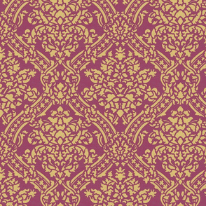 Windsor Damask ~ Provence ~Linen Luxe ~ Rococo Gold and Eponine