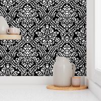 Windsor Damask ~ White and Black