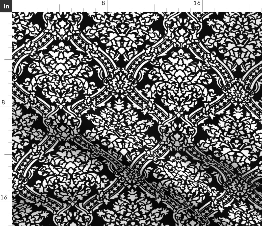 Windsor Damask ~ White and Black