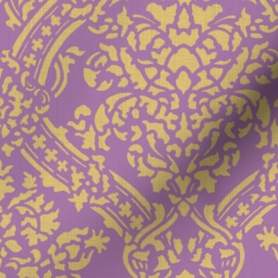 Windsor Damask ~ Provence ~Linen Luxe ~ Rococo Gold and Amaranthine Orchid