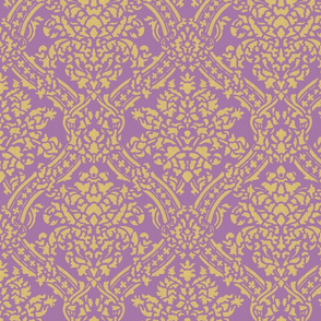 Windsor Damask ~ Provence ~Linen Luxe ~ Rococo Gold and Amaranthine Orchid