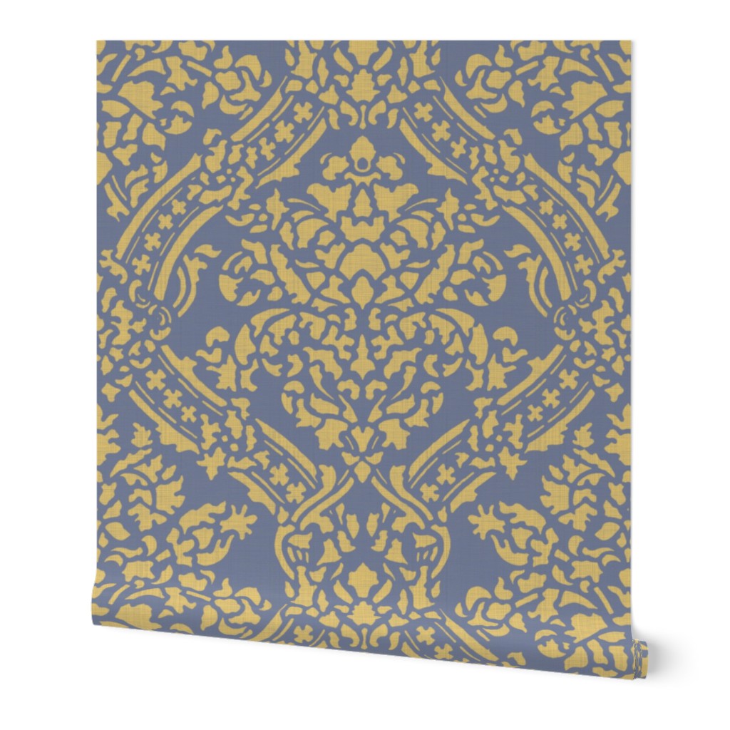 Windsor Damask ~ Provence ~Linen Luxe ~ Rococo Gold and Chevalier