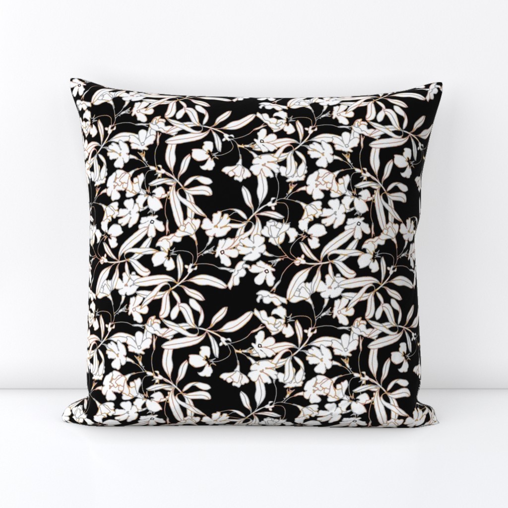 Floral Burnished Black and White