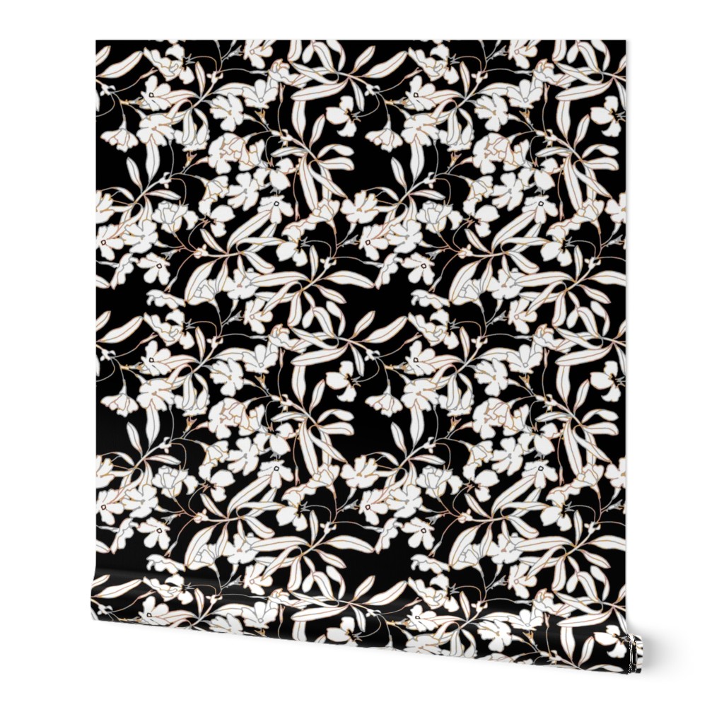 Floral Burnished Black and White