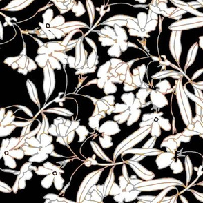 Floral Burnished Black and White