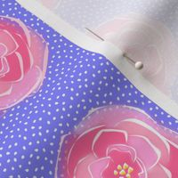 rose polka dots blue