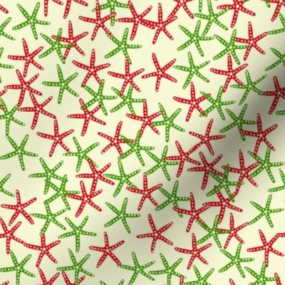 Red & Green Starfish on Light Gold