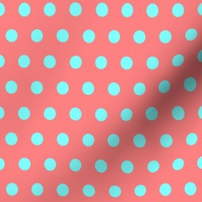 Cyan Easter Dot on Red