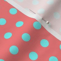 Cyan Easter Dot on Red