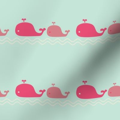 Whale Love Pink on Blue