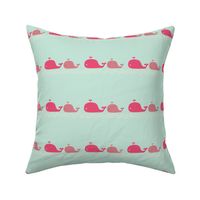Whale Love Pink on Blue
