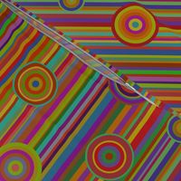 Multicolor Barcode Stripes and Bull's Eye Circles - Vintage Shades
