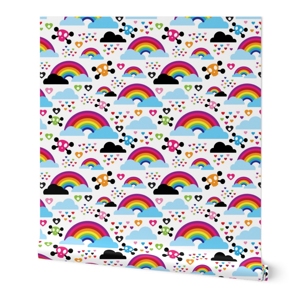 Skull hippie colorful rainbow dreams and clouds