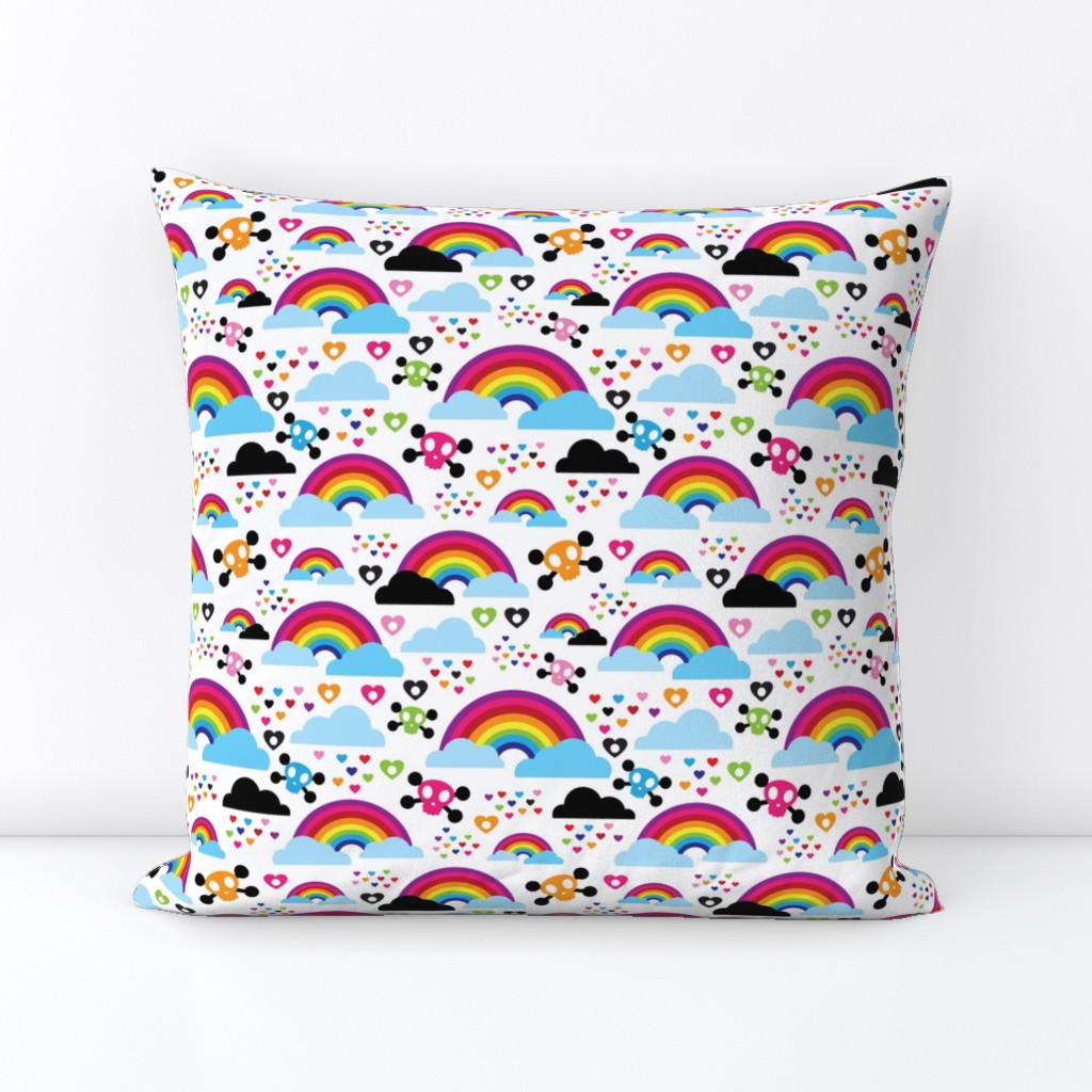 Skull hippie colorful rainbow dreams and clouds