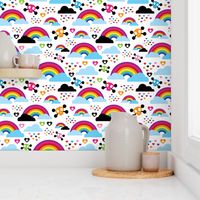 Skull hippie colorful rainbow dreams and clouds