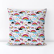 Skull hippie colorful rainbow dreams and clouds