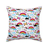 Skull hippie colorful rainbow dreams and clouds