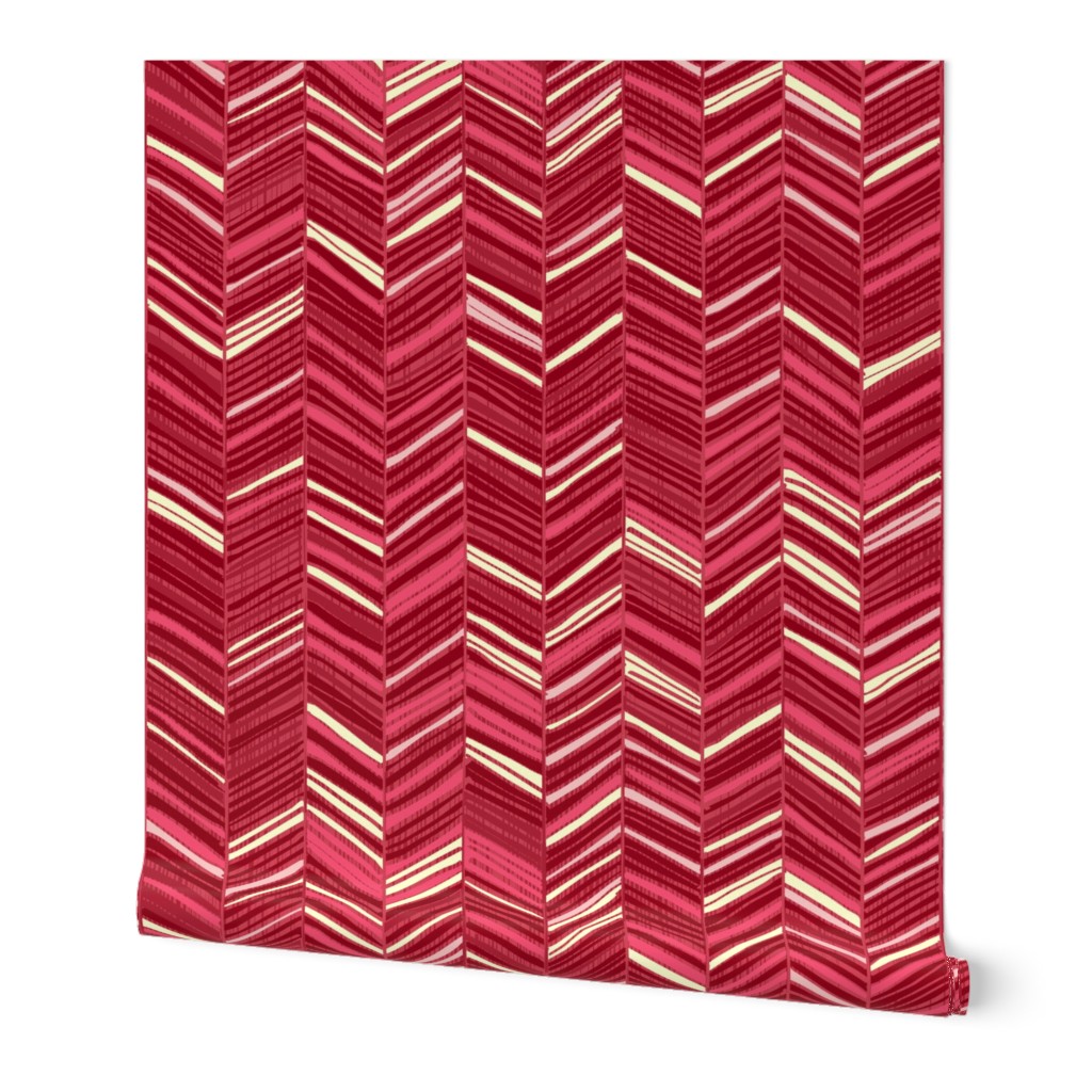 Herringbone Hues Cranberry Pink by Friztin