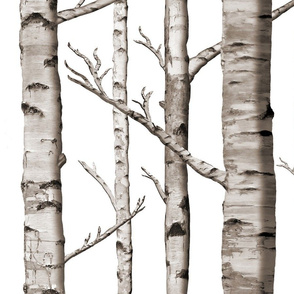 Cotton Birch Logs Birch Trees Bark Forest Woods Landscape Nature Gray Wolf  Cotton Fabric Print by the Yard (24351-94GRAYMULTI)