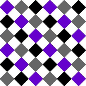 Ace Aware - Diamond / Diagonal Checkered - Asexuality Awareness Colors (Black, White, Gray, Purple)