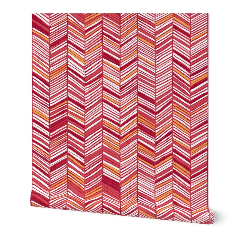 Herringbone Hues in Cranberry & White by Friztin