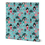 Fun japan geisha cherry blossom print