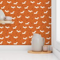 winter fox on rust linen