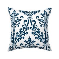 Divine Damask ~ White and Navy