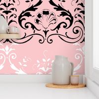 Brighton Damask ~ Black and White on Dauphine