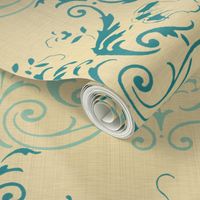 Brighton Damask ~ Vicomte and Chateau on Trianon Cream ~ Linen Luxe
