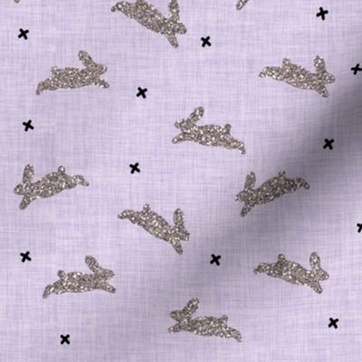 bunnies lilac sparkle on lilac linen