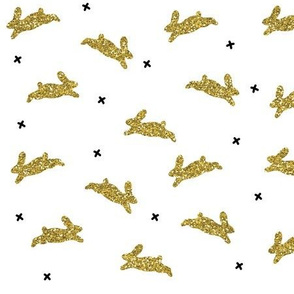 bunnies gold sparkle v. III on white