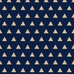gold sparkle v. I triangles on navy // small