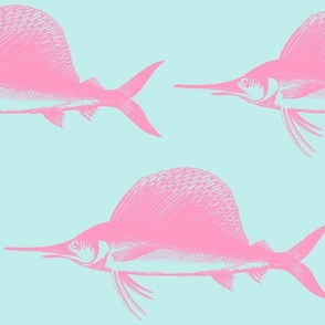 Big Blue Marlin!! (#f49ac0 pink & light aqua)-ch