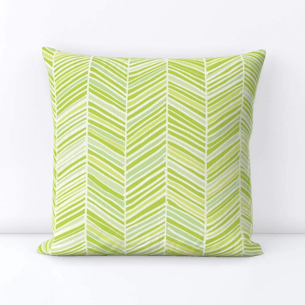 Herringbone Hues of Green - Medium Scale by Friztin