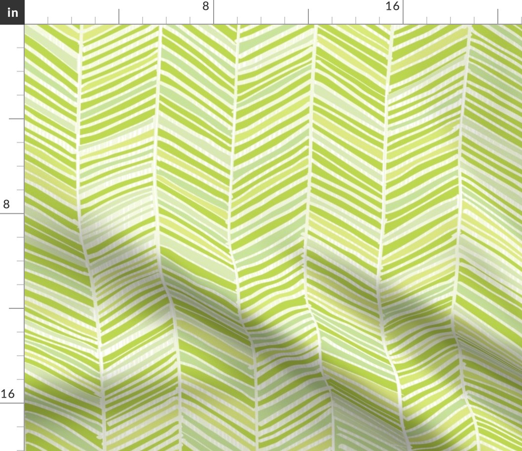 Herringbone Hues of Green - Medium Scale by Friztin