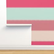 Mint Green and Coral Pink Cream Boho Nautical Stripe