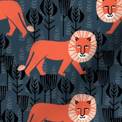 safari lion // block print lion kids design