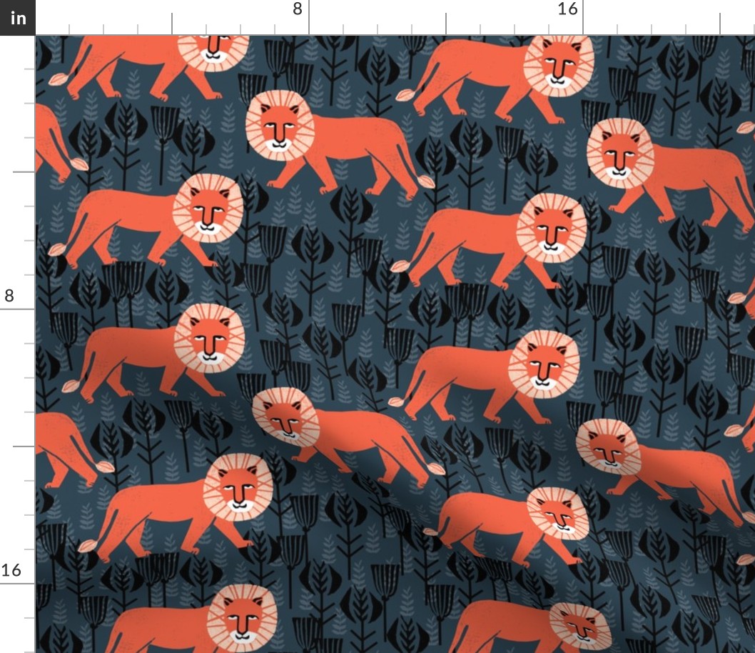 safari lion // block print lion kids design