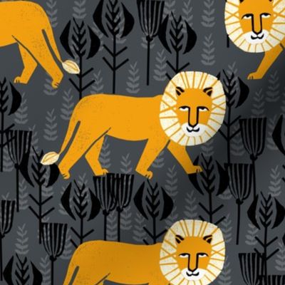 Safari Lion - Turmeric/Charcoal by Andrea Lauren