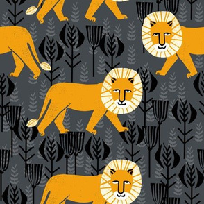 Safari Lion - Turmeric/Charcoal by Andrea Lauren