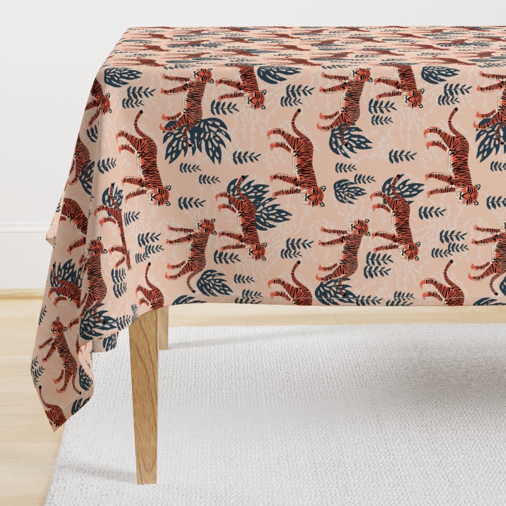 safari tiger // blush coral tiger girls room nursery decor little girls fabric