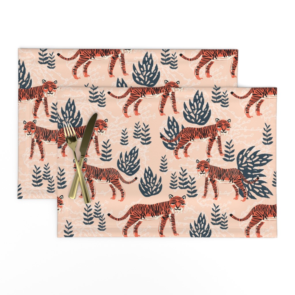 safari tiger // blush coral tiger girls room nursery decor little girls fabric