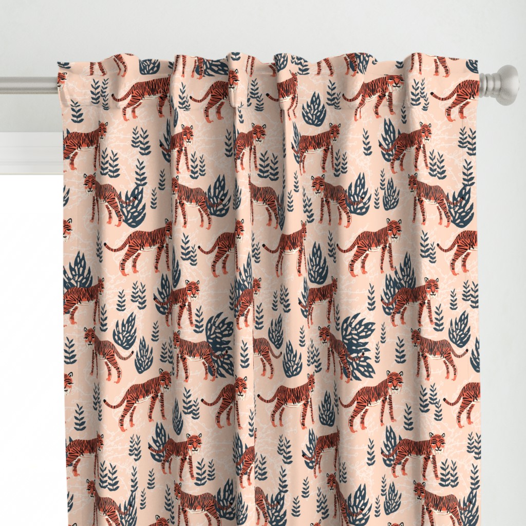 safari tiger // blush coral tiger girls room nursery decor little girls fabric