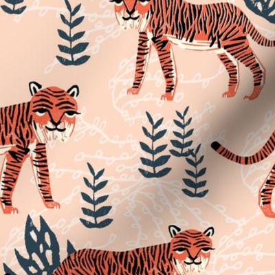 safari tiger // blush coral tiger girls room nursery decor little girls fabric