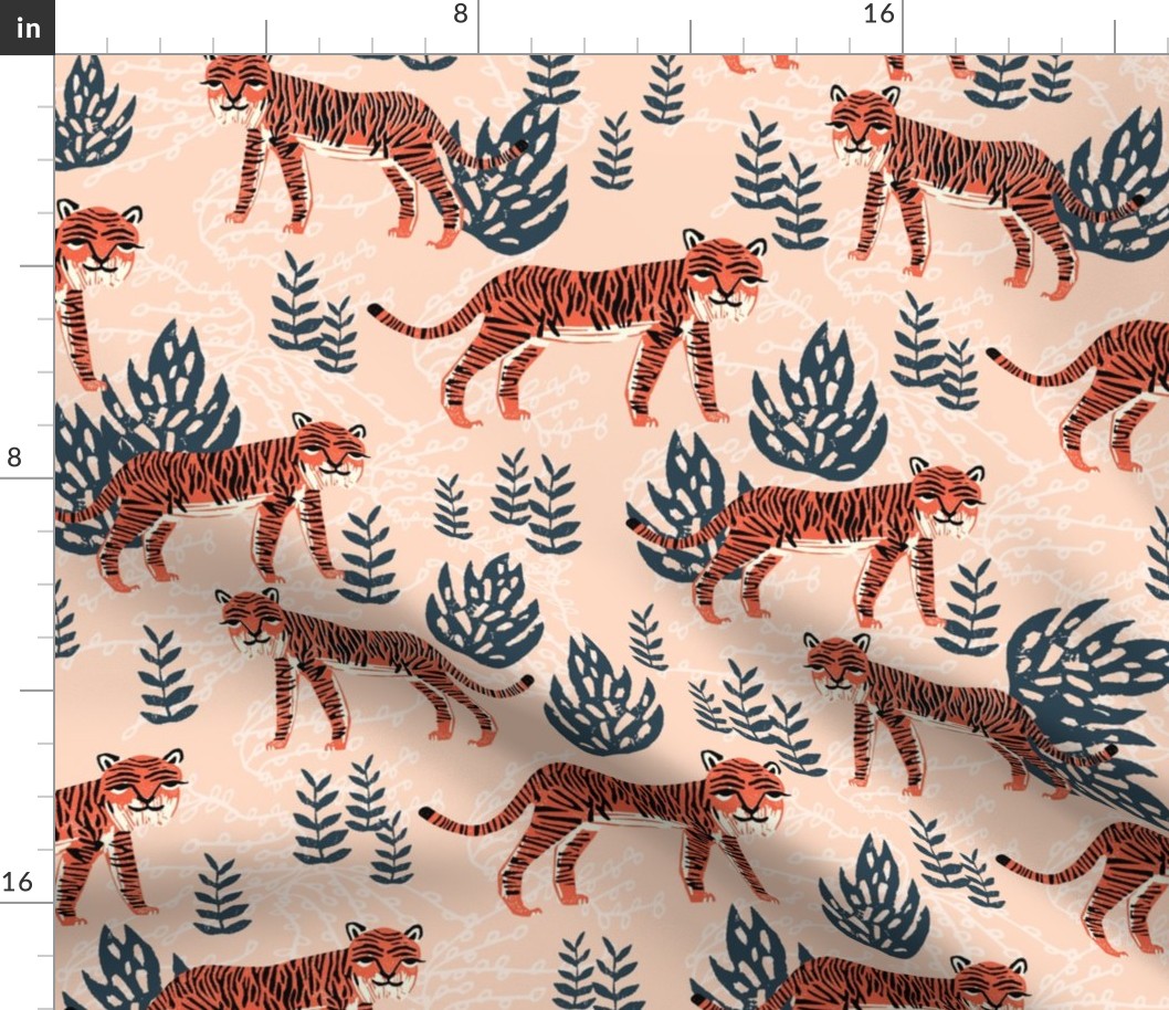 safari tiger // blush coral tiger girls room nursery decor little girls fabric