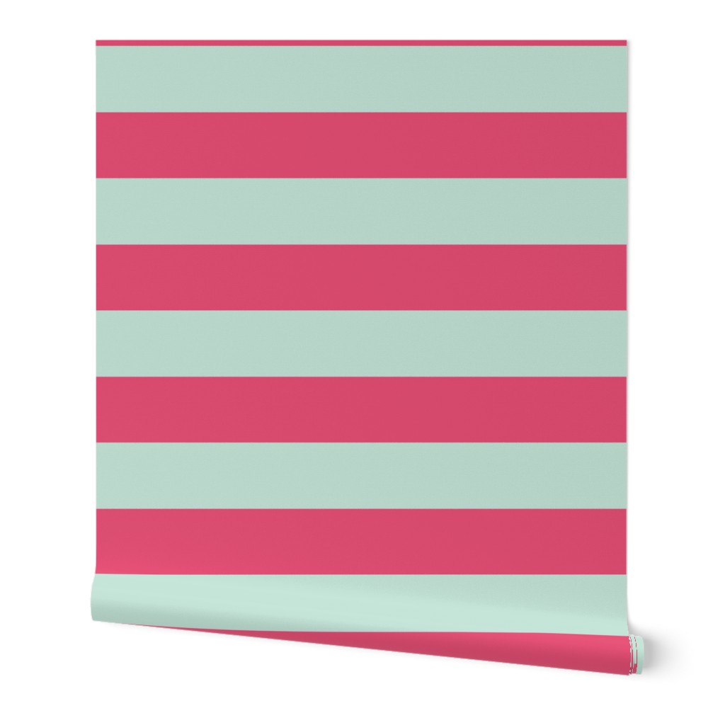  Mint Green Coral Pink Nautical Stripe (2 inch)