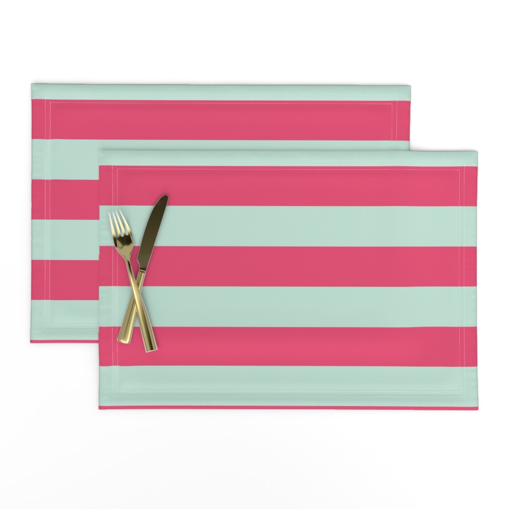  Mint Green Coral Pink Nautical Stripe (2 inch)